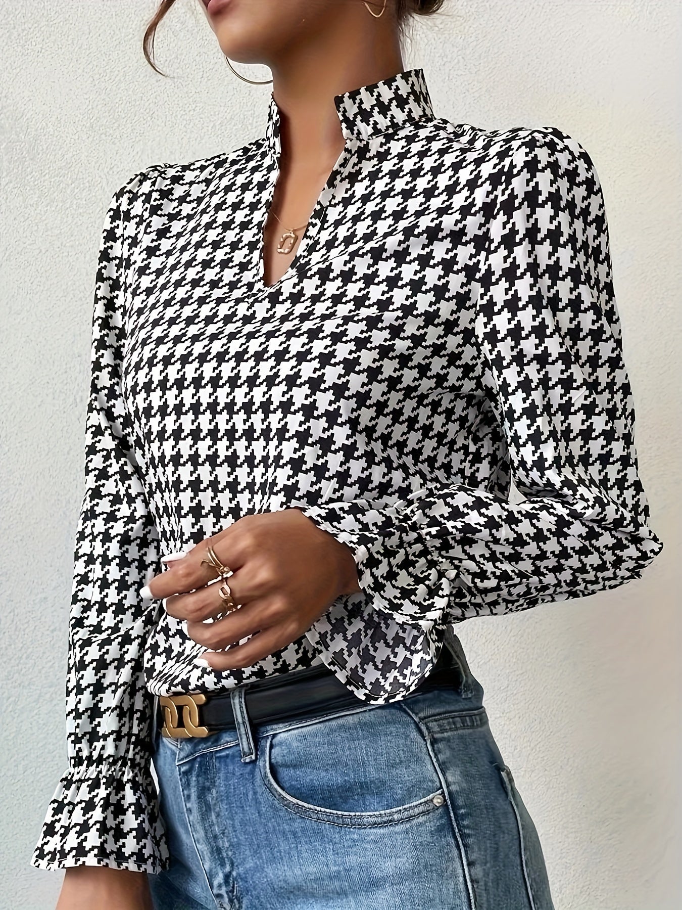 Amelie Houndstooth Blouse