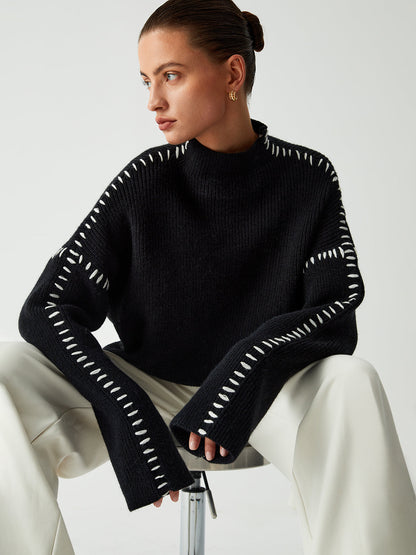 Shift The Focus Oversized Mock Neck Sweater