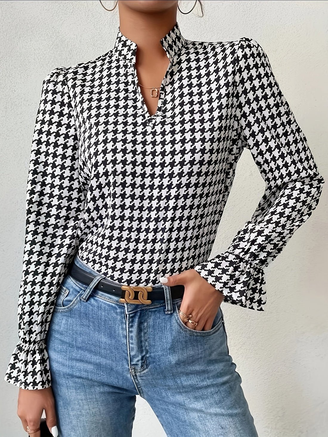 Amelie Houndstooth Blouse