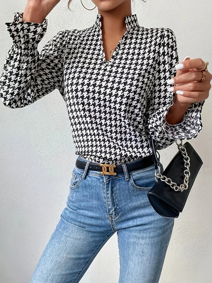 Amelie Houndstooth Blouse